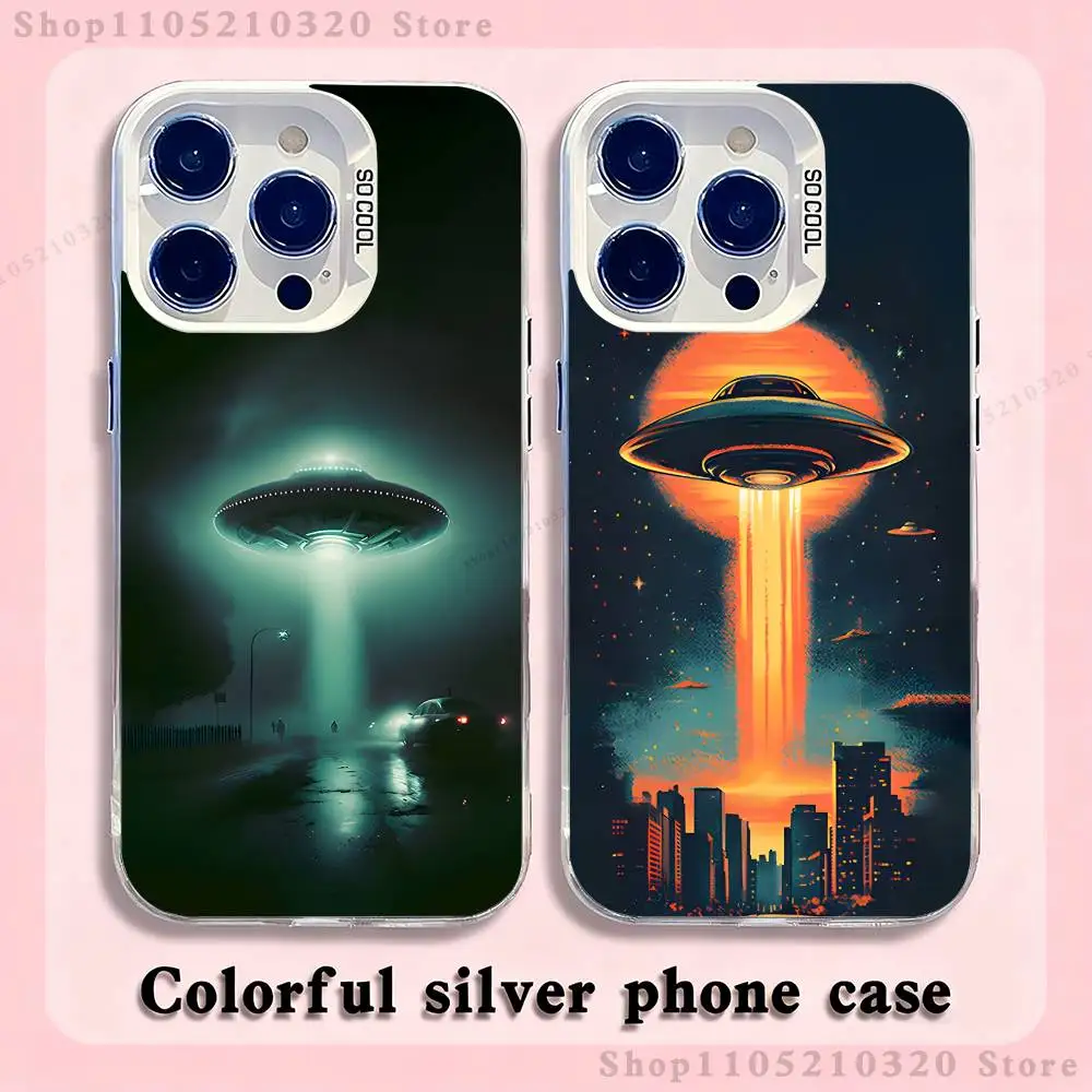 

Funny Space UFO Thing Phone Case For iPhone 17,16,15,14,13,12,11,Mini,Pro,E,MAX White Matte Silicone Whtie Cover
