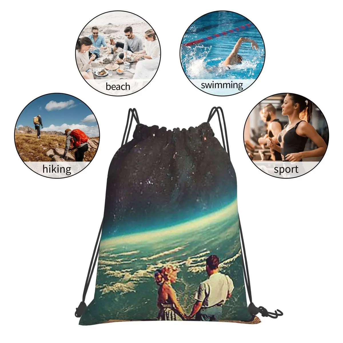 Love Backpacks Multi-function Portable Drawstring Bags Storage Bag Book Bags For Travel Students