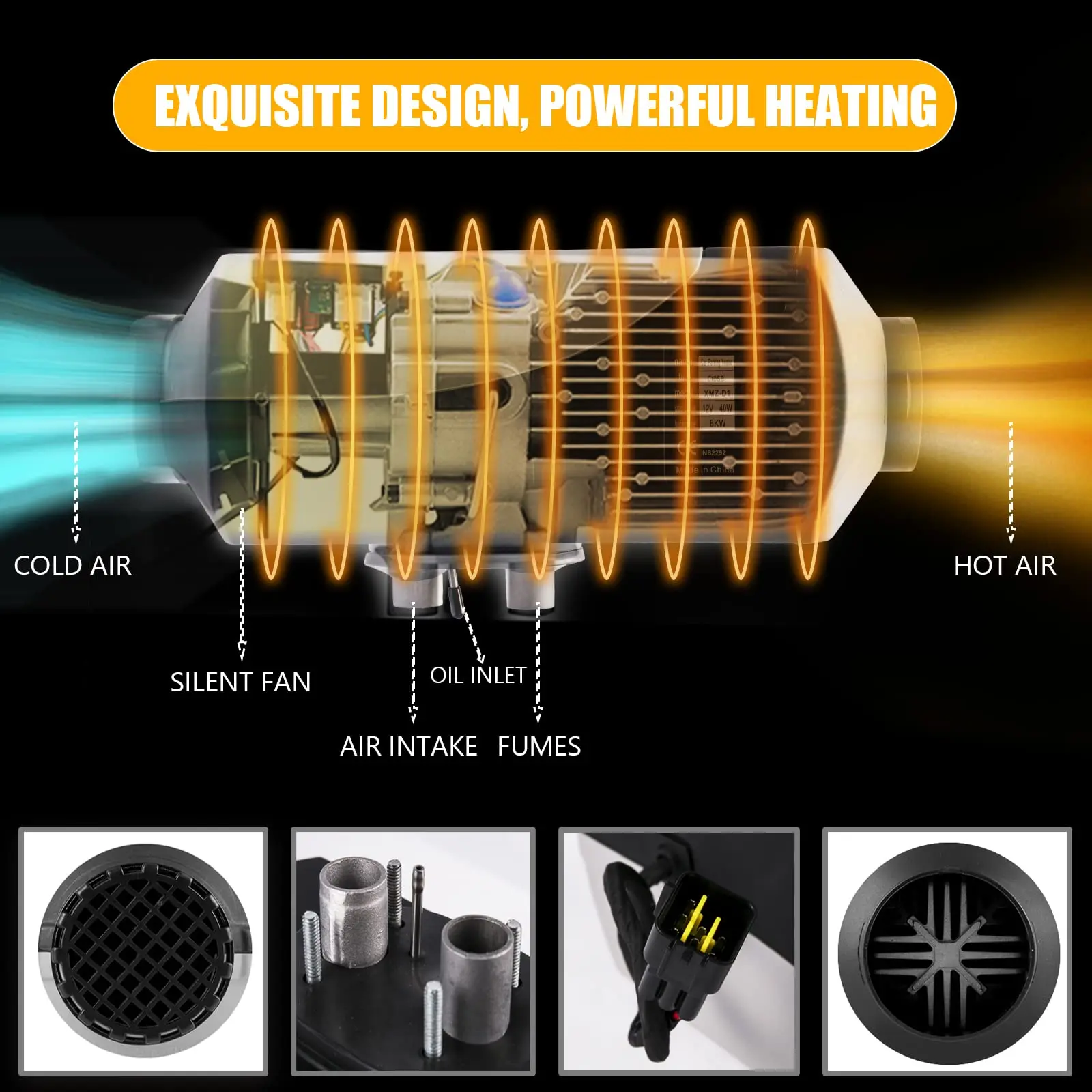 Diesel Air Heater 12V/24V 2-8KW All In One Car Heater 6-Buttons Controller LCD Switch Parking Heater For Truck Boat Motorhomes