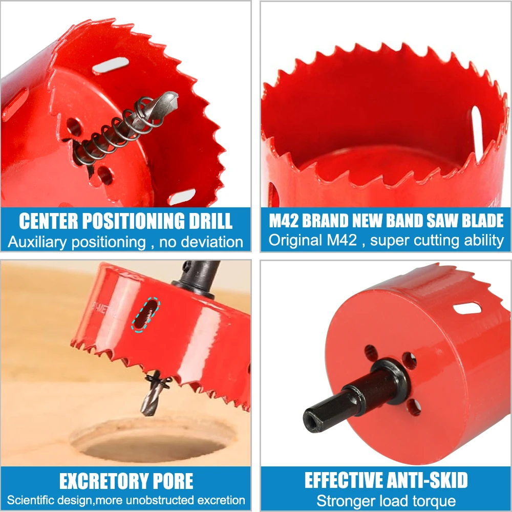HAMPTON 15-125mm Metall-Lochsägen-Set HSS-Bohrer für Metallbearbeitung, Holz, Kunststoff, Aluminium Werkzeuge DIY-Werkzeugzubehör – Detail 3