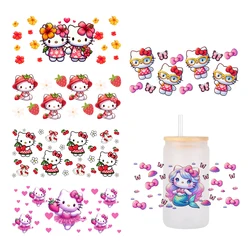 Hello Kitty Sanrio For Libbey 16oz Can Glass 3D Waterproof UV DTF Coffee Can Wrap Libbey Glass Wrap