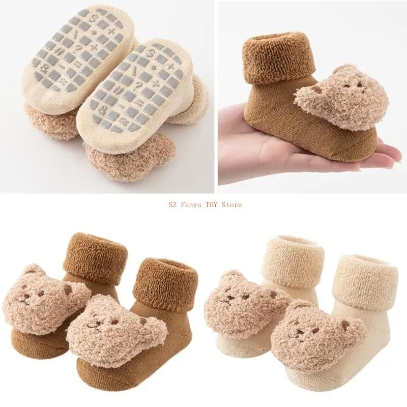 

96GC Non Slip Grip Socks for Toddlers Cartoon Bear Designs Socks Soft & Comfortable Toddler Grip Socks for Boys & Girls Gift