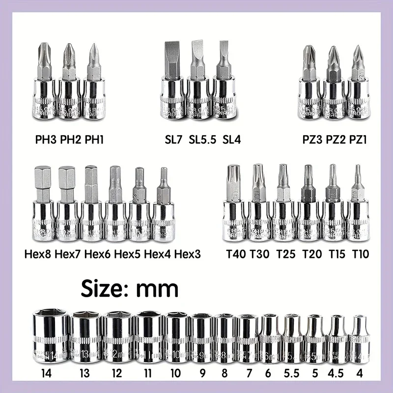 46pcs Socket Wrench Set Car Repair Tool Ratchet Spanner Wrench Metric Extension Bar and Spanner for Car and Motorcycle Repairs