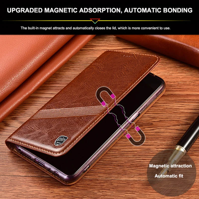 Imagem -04 - Capa de Couro Genuíno Vintage para Xiaomi Carteira Flip Cover Poco f1 f2 f3 f4 m2 m3 m4 x4 Pro gt Nfc 5g