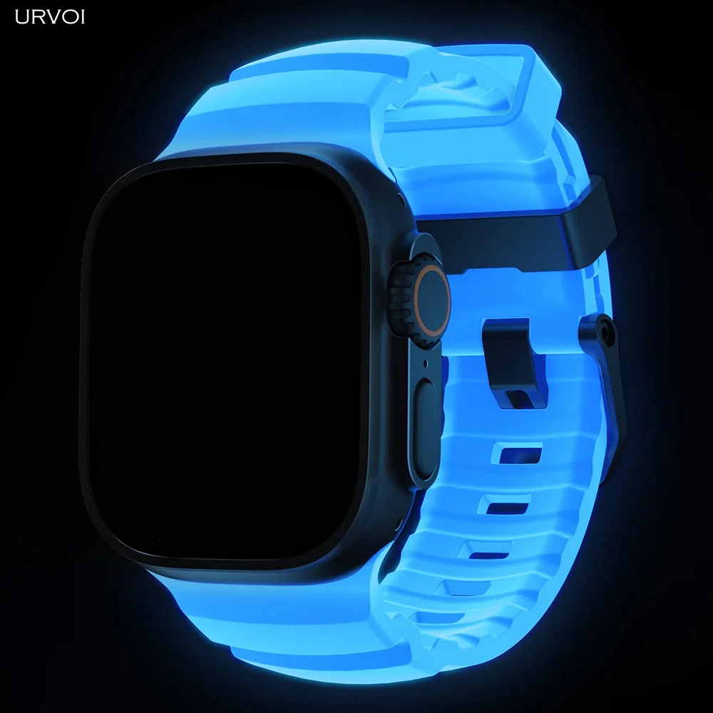 Correa URVOI para Apple Watch Ultra 3 2 Series 11 10 9 banda de silicona líquida pulsera de goma Rocky Point para iwatch 46 49mm