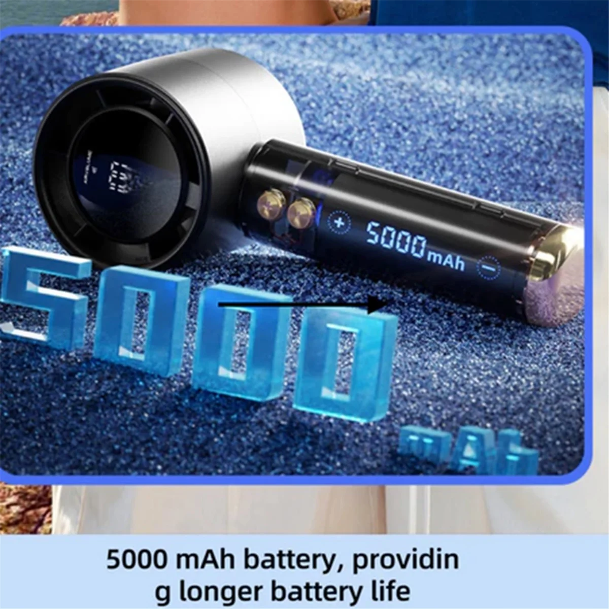 Kipas Portabel Genggam Kipas Kecil Kipas Mini Turbo Isi Ulang Hitam