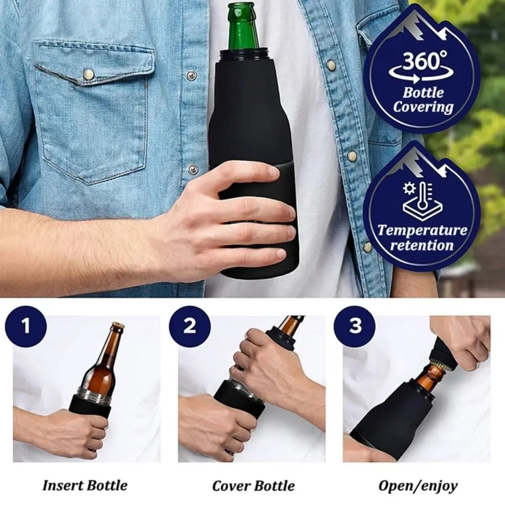

1Pcs 12oz Beer Can Holder Stainless Steel with Opener Cold Storage Tank Double Wall Vacuum Insulated Thernos Bottle