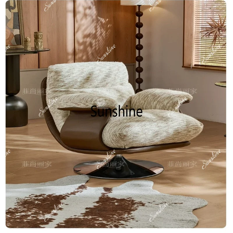 Modern simple fabric rotating single sofa chair living room balcony leisure