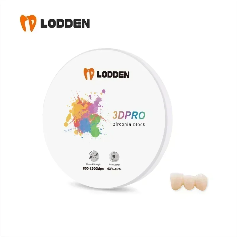 LODDEN Dental Lab 3D Pro Zirconia Wielowarstwowe bloki 98mm CAD CAM Materiały do protez Wytrzymałość 800Mpa-1200Mpa VITA16 i BL1-BL4