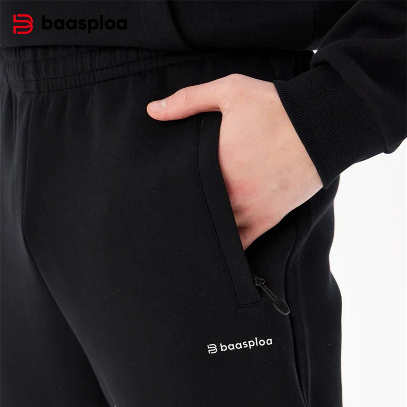 Baasploa Männer Jogging Jogginghose Neue Mode Einfarbig Tasche Lose Lange Hosen Männlichen Casual Kordelzug Hosen Streetwear