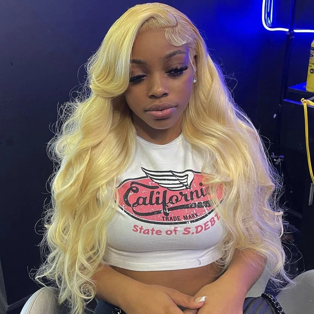 

613 Blonde Body Wave 13x4 HD Lace Frontal Human Hair Wigs 30 36 Inch Colored Lace Frontal Wigs Human Hair For Black Women