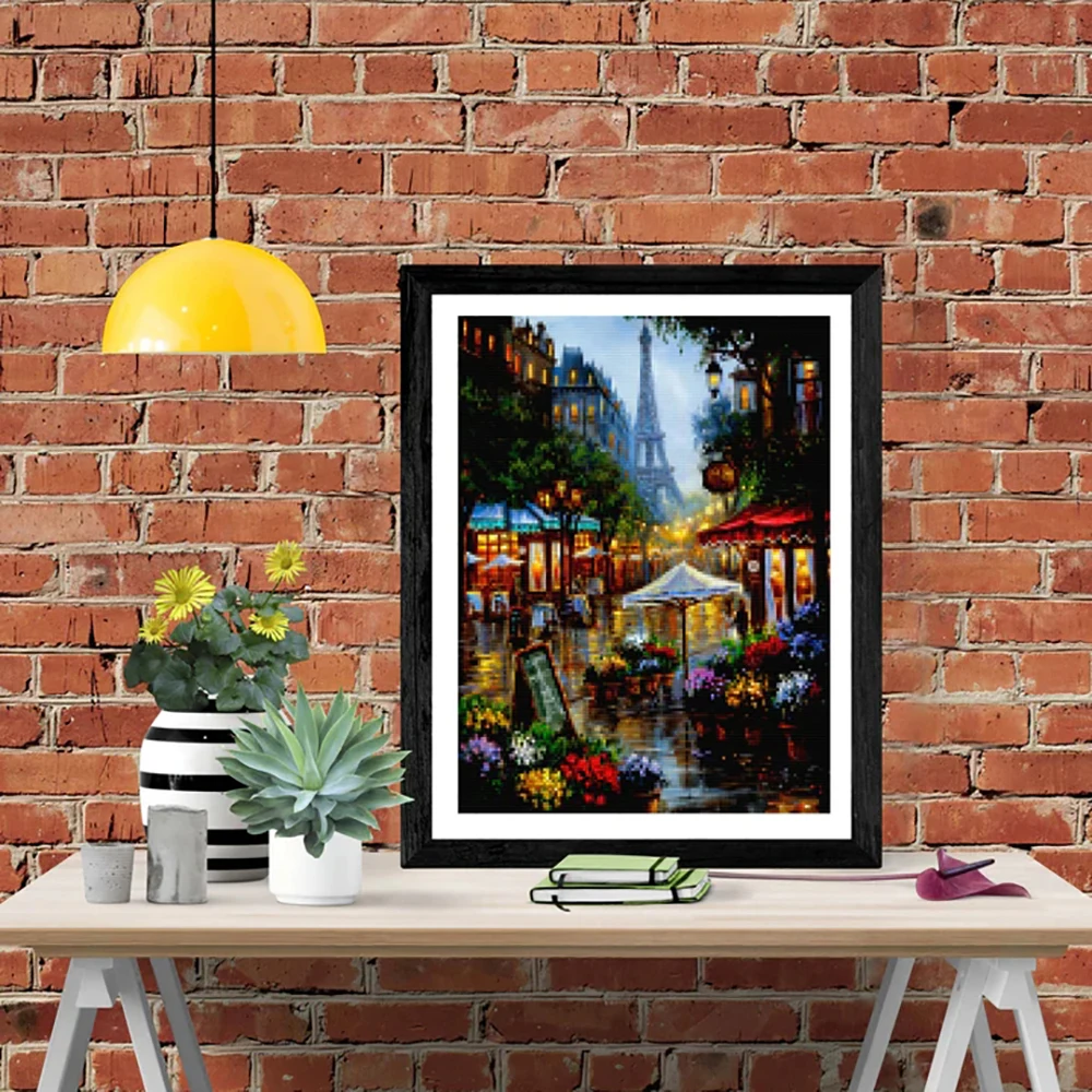 LZAIQIZG 5D DIY Diamond Painting Paris Flower Street Diamond Embroidery Landscape Cross Stitch Handicraft Decoration For Home