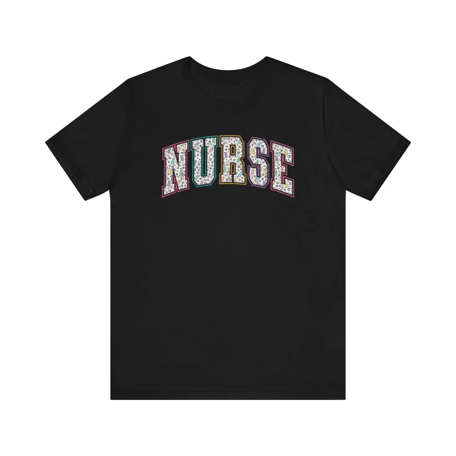 

Bella Canvas 3001, Unisex, Black, Nurse T-Shirt For Easter, Retro Style