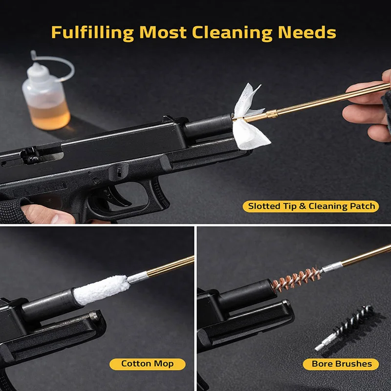 

CVLIFE 9mm Gun Cleaning Kit for 9mm .380 .357 Cal Pistol Bronze Bore Brush Brass Jag with Compact Storage Case
