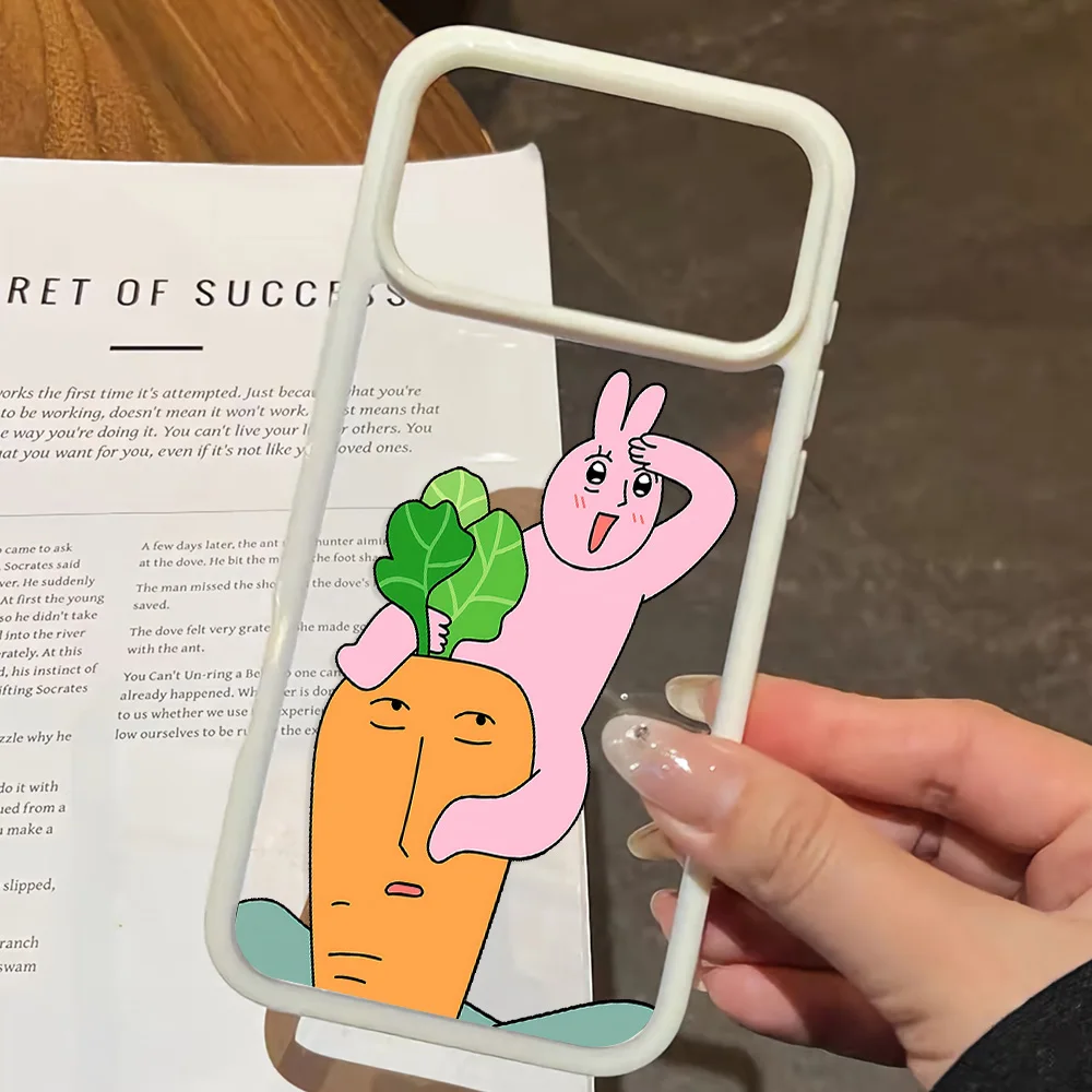 FunPink Rabbit Advanced Acrylic Clear Phone Case For iPhone 18 17 Air 16 E 15 14 13 12 11 Pro Max Plus Shockproof Simple Cover