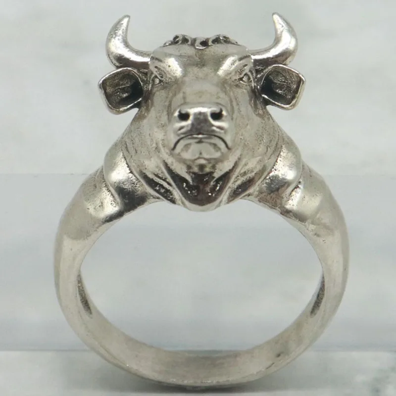 

Buy 3 Get 1 Free lifts this primal totem the bull’s head lowered horns carving arcs of raw strength Mens Silver plated Rings