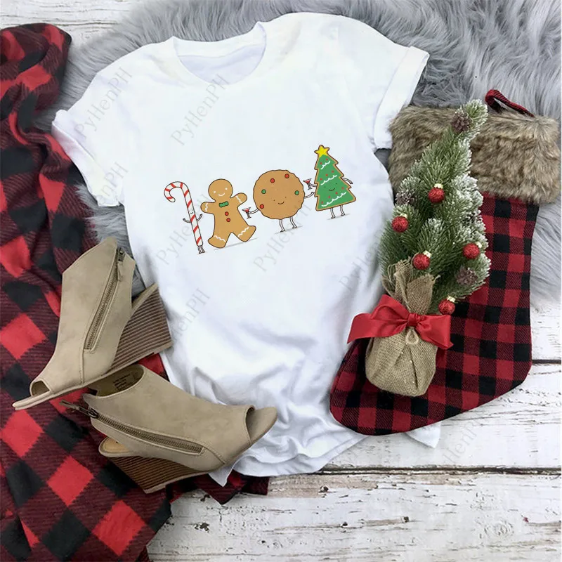 European-style Christmas Tree Printed Short-sleeved T-shirt Men and Women Matching T-shirt Aesthetic Clothes  Graphic T Shirts