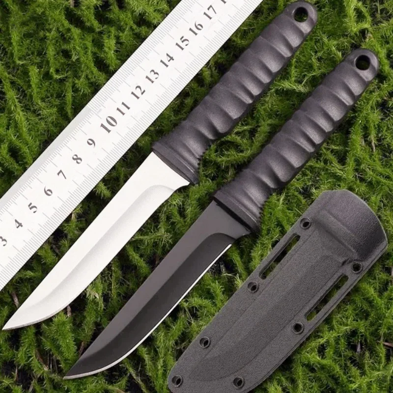 

2024 new 9CR18 steel outdoor camping straight knife,edc portable high hardness self-defense adventure knife, necklace tool knife