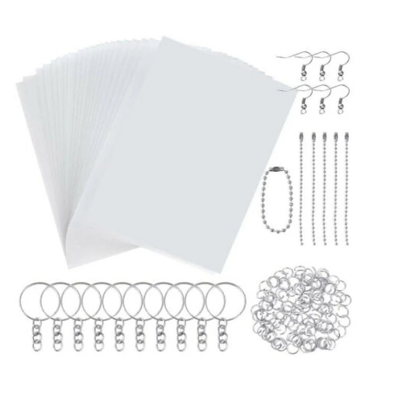 Shrinky Art Paper Heat Shrink Sheet Plastic Kit Hole Punch Keychains Pencils DIY Drawing-A73M view 2