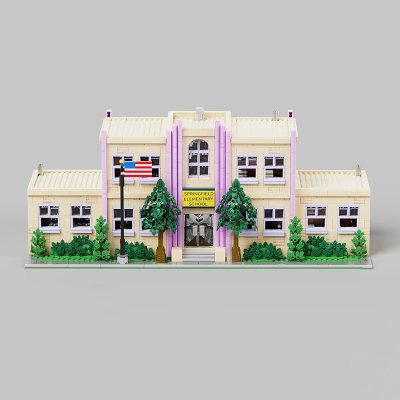 3500pcs Springfield Basisschool Bouwstenen Architectuur Modulaire Gebouwen Architectuur Blok Assemblagemodel Kit, Geschenken