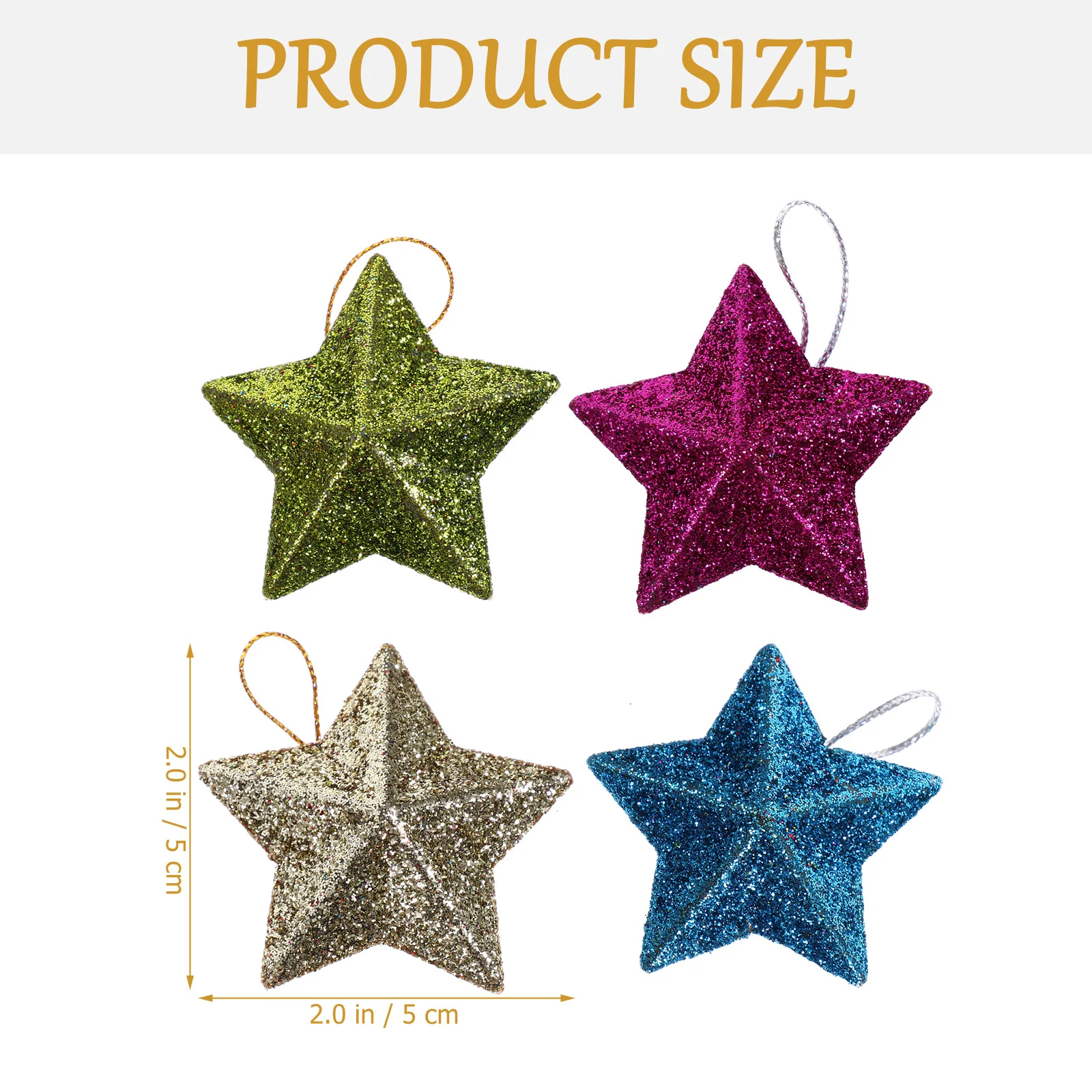 

12Pcs Xmas Tree Star Ornaments Hanging Decorations Plastic Gold Powder Xmas Party Home Garden Christmas Tree Pendant Decor