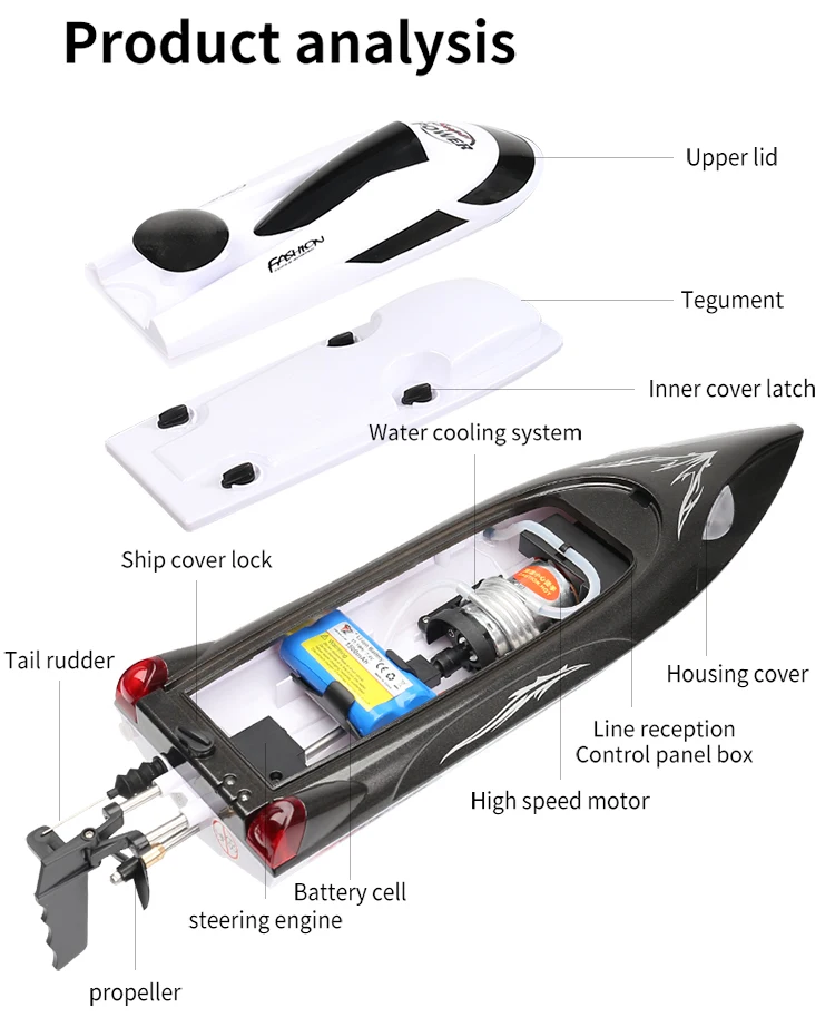 35km/H HJ806 2.4G High-Speed Remote Control Racing Boat With Water Cooling System /High Speed R/C boat Children Model Toys