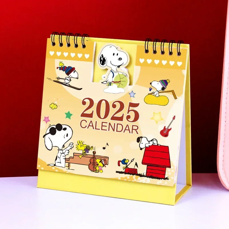 Snoopy 2025 Calendar Cute Cartoon Desk Calendar Standing Flip Desktop for Planning Organizing Daily Monthly Schedule Stationery