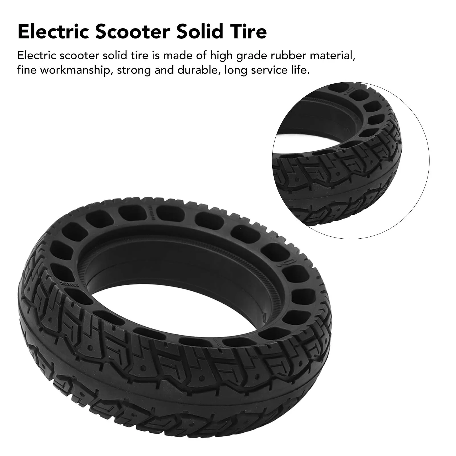 Picture 6: 200x60 Electric Scooter Solid Tire Replacement Impact Resistance Easy Using High Quality Rubber Scooter Tire for Different Roads