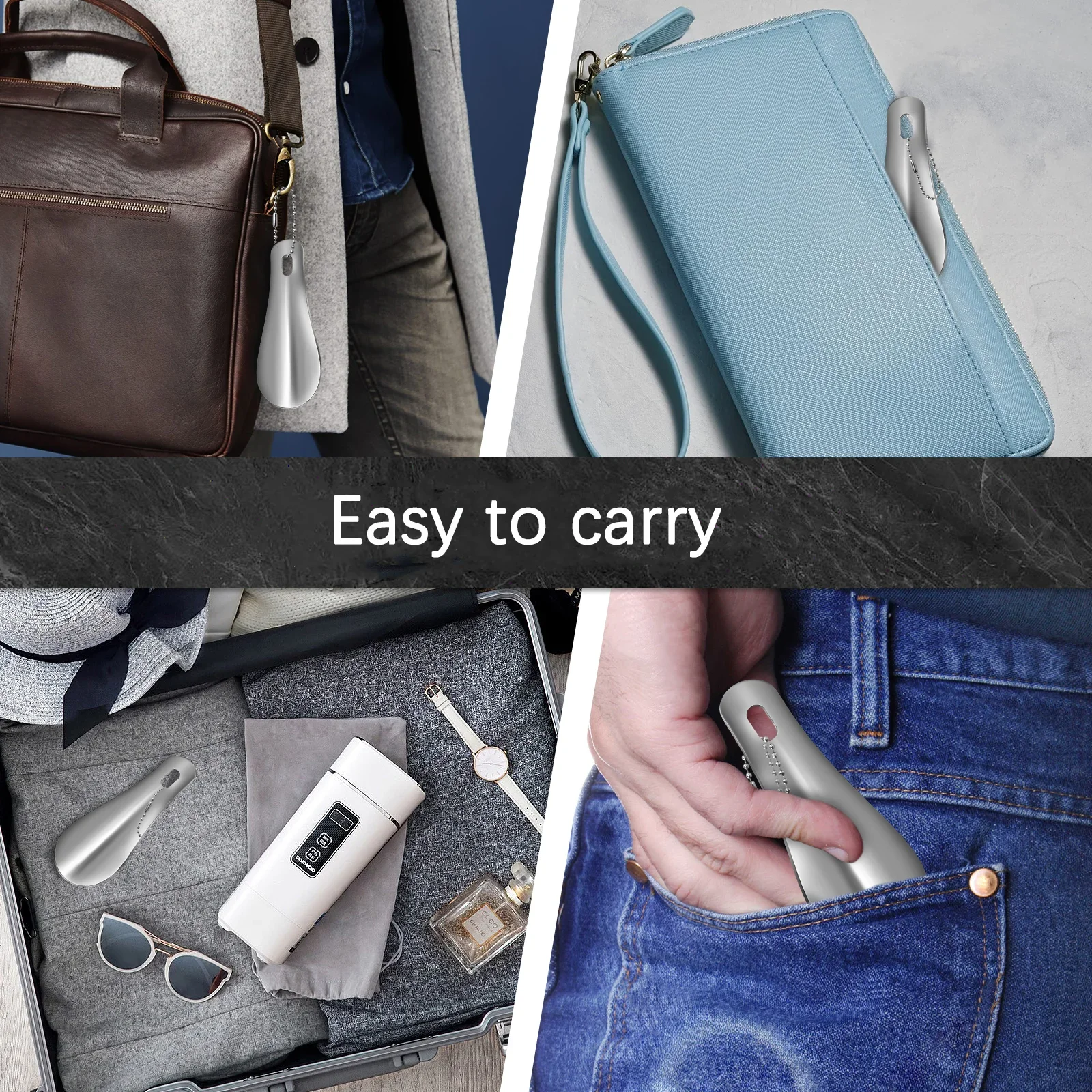 1 قطعة 10 سنتيمتر سهلة الحمل صغيرة سوداء لبيسة الحذاء المعدنية دائم الفولاذ المقاوم للصدأ المحمولة موضة حلقة رئيسية أبواق الأحذية اكسسوارات