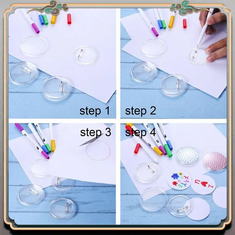 A46M-3 Inch DIY Button Pins Acrylic Button Pin Back Buttons For School Projects 25Pcs