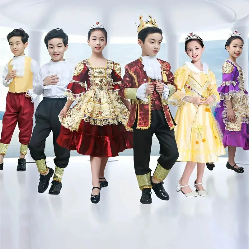 New Children's Princess Dress Prince Performance Costume European Court Set Cinderella Festival Stage Play Costume NMKYDF2025