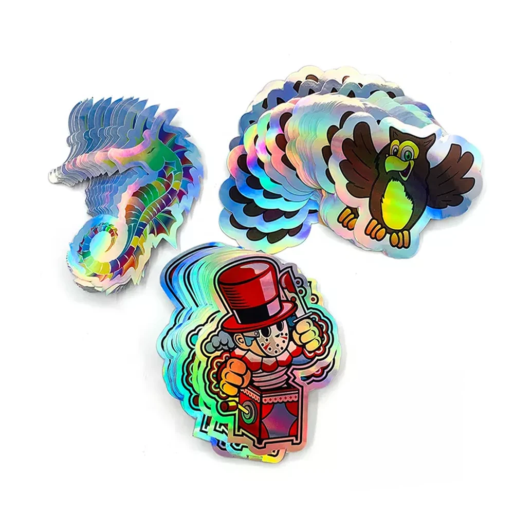 High Quality Custom Adhesive PVC Logo Stickers Die Cut Vinyl Decorative Laser Hologram Label Holographic Stickers
