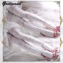 Japanese Style Lolita Socks Vintage Original Print Pantyhose Lady Girls Autumn Winter Tights Stocking Fashion Leggings