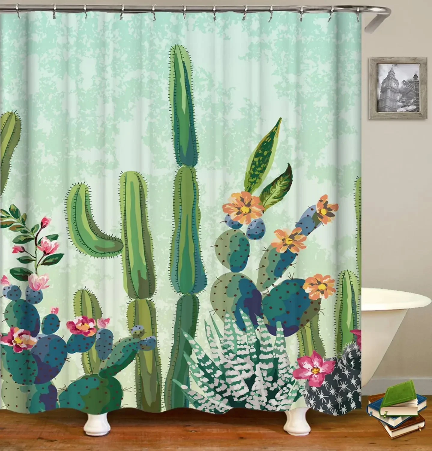 3d Flowers Plant leaves Shower Curtains Printing Bath Curtains Washable Fabric With Hooks Home Decorative Screen