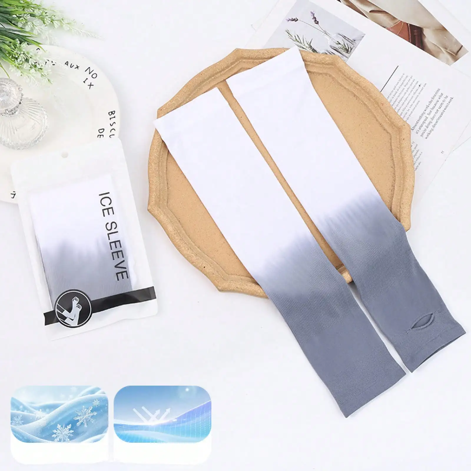 

1pc Gradient Color Ice Sleeves For Men And Women, Sports And Fitness Outdoor UV Protection Ice Silk Sunscreen Sleeves, New Summer Model