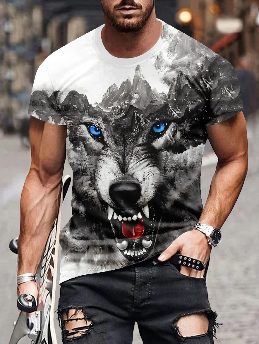 

Summer Fashion 3D printed Scary funny animals T-shirt casual shirt personality men's T-shirt round neck mens top