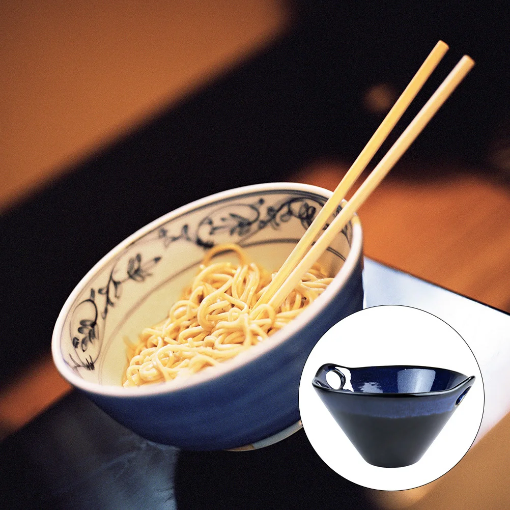 

1Pcs Double Handle Ramen Bowl Ceramic High Quality Lightweight Salad Rice Bowl for Household Use Ceramic Tableware