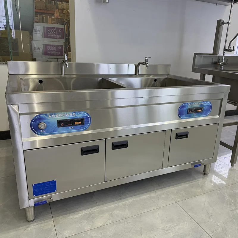 Commercial Vegetable Fruit Washer Machine with Bubble Cleaning System Restaurant Hotel Ultrasonic Dishwasher