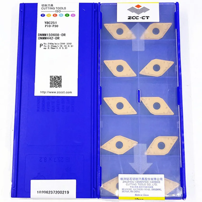 DNMG150608-DR YBC251/DNMG150612-DR YBC251/DNMM150608-DR YBC251/DNMM150612-DR YBC251 ZCC.CT ซีเอ็นซีคาร์ไบด์10ชิ้น/กล่อง
