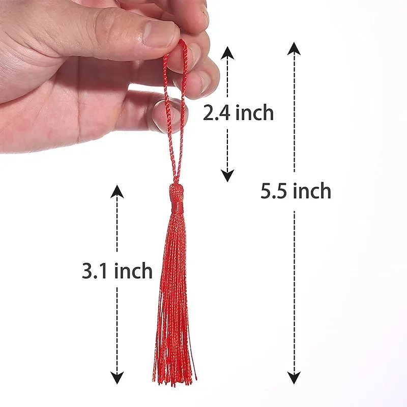 100Pcs Tassels 13cm Silky Floss Bookmark Tassels with Cord Loop Chinese Knot Tassel Fringe Jewelry Making DIY Craft Accessories