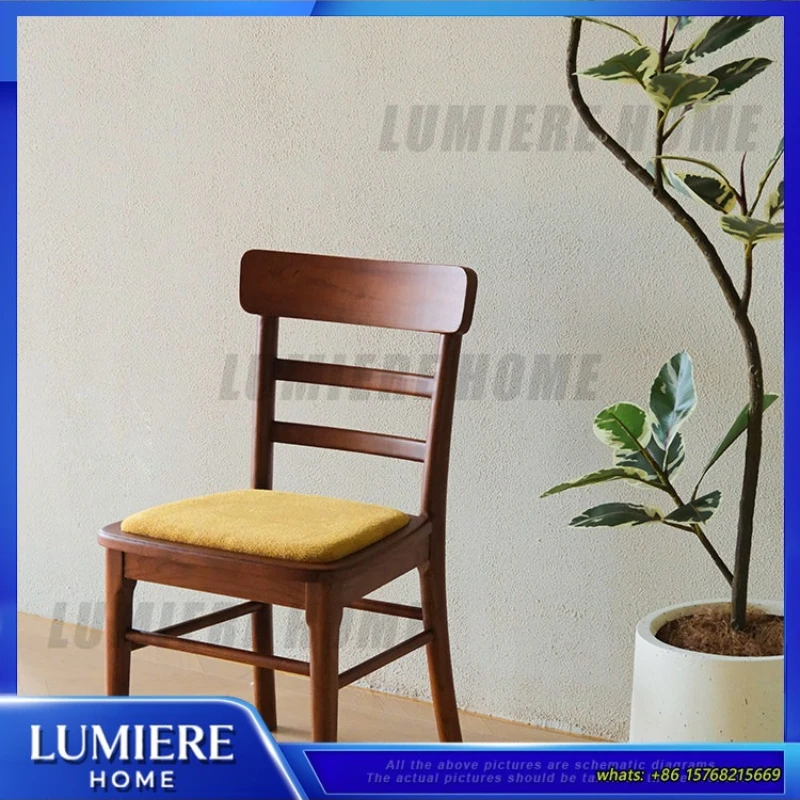 

Японский деревенский обеденный стул из массива дерева с мягким сиденьем и спинкой, скандинавский минималистичный стул для кухни, бара, гостиной