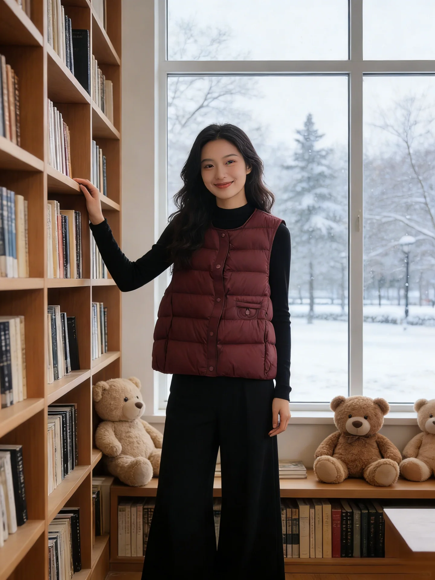 

Loose Fit round Ne Svel Women's Vest Jaet 2025 Winter New Sle Korean Faion Durable Cotton Warmth