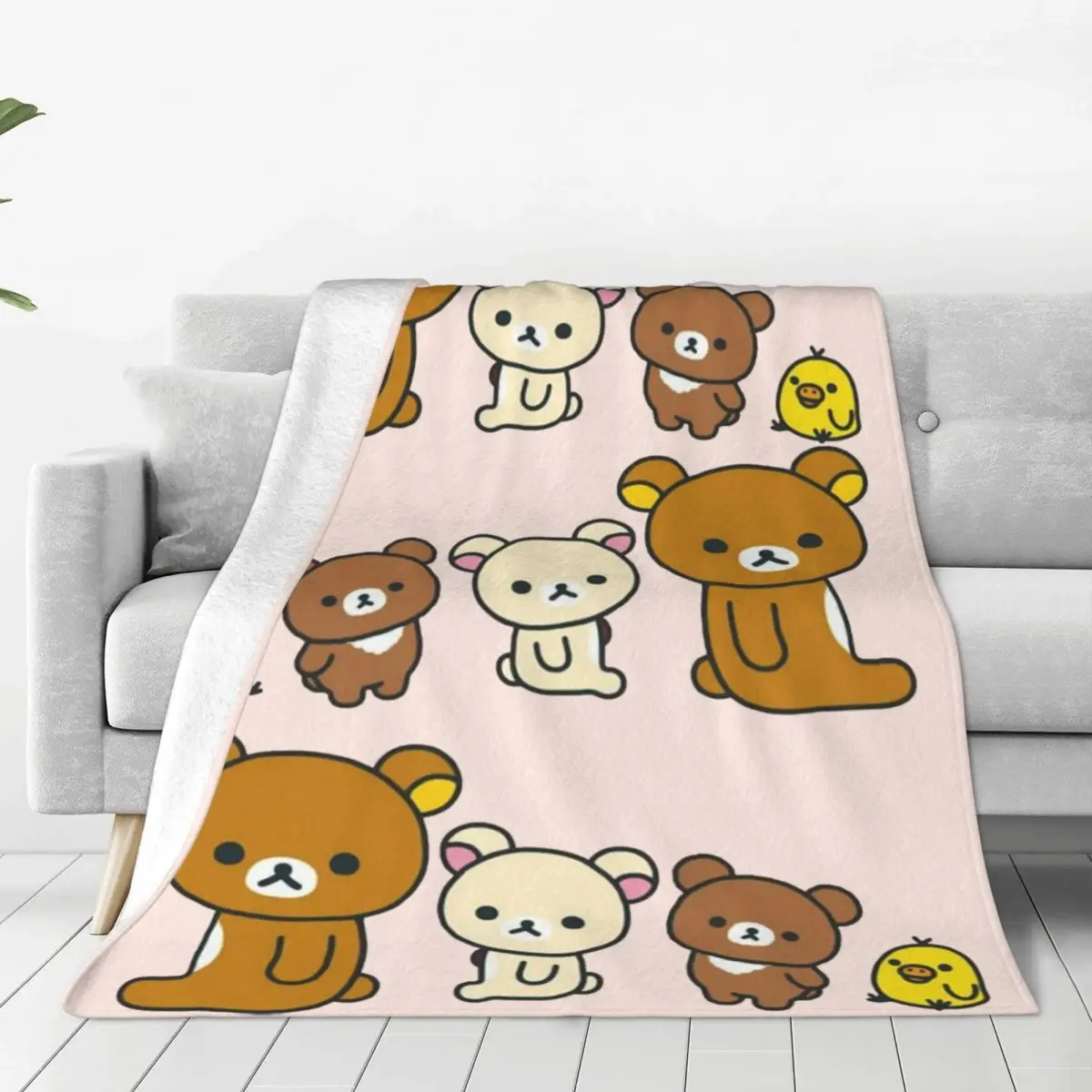 

Custom Rilakkuma Cartoon Blanket 3D Printed Soft Flannel Fleece Warm Throw Blankets for Travel Bed Sofa Bedspreads