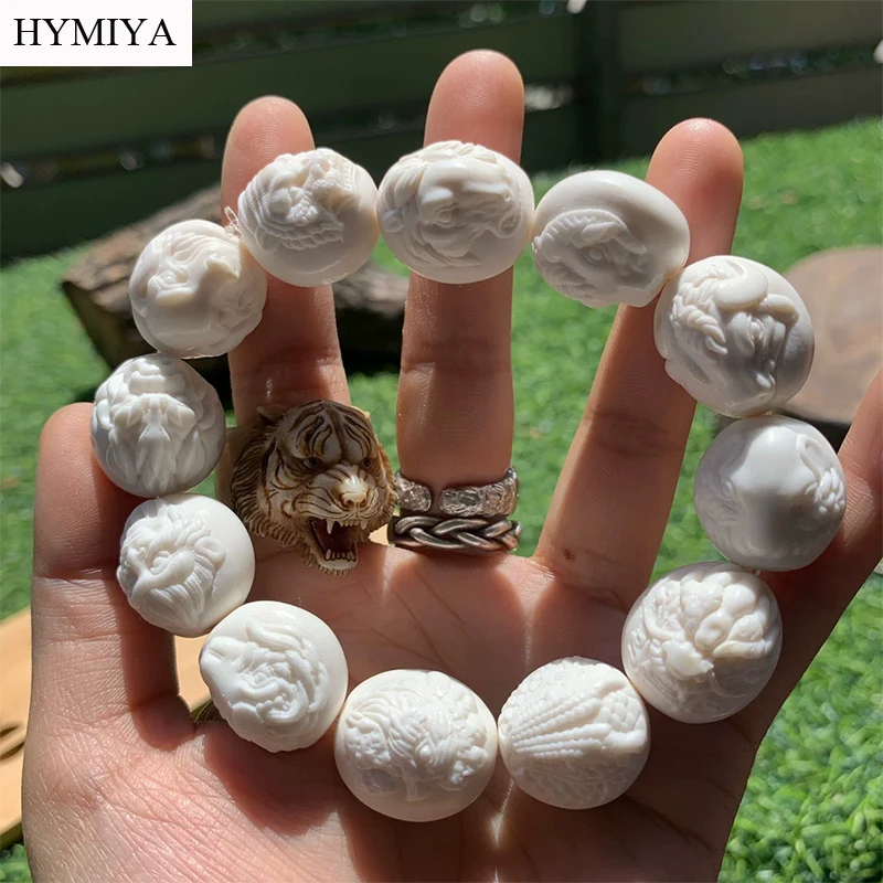 Tibetan Beads Bracelet Genuine Buckhorn Chinese Zodiac 12 Animals Beads Bracelet Buddhist Wrist Mala
