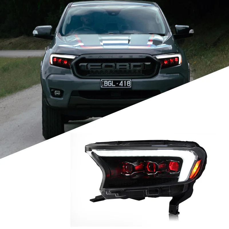 Suitable for Ford Ranger 2015-2021 headlight assembly modified LED daytime running lights streamer turn signal