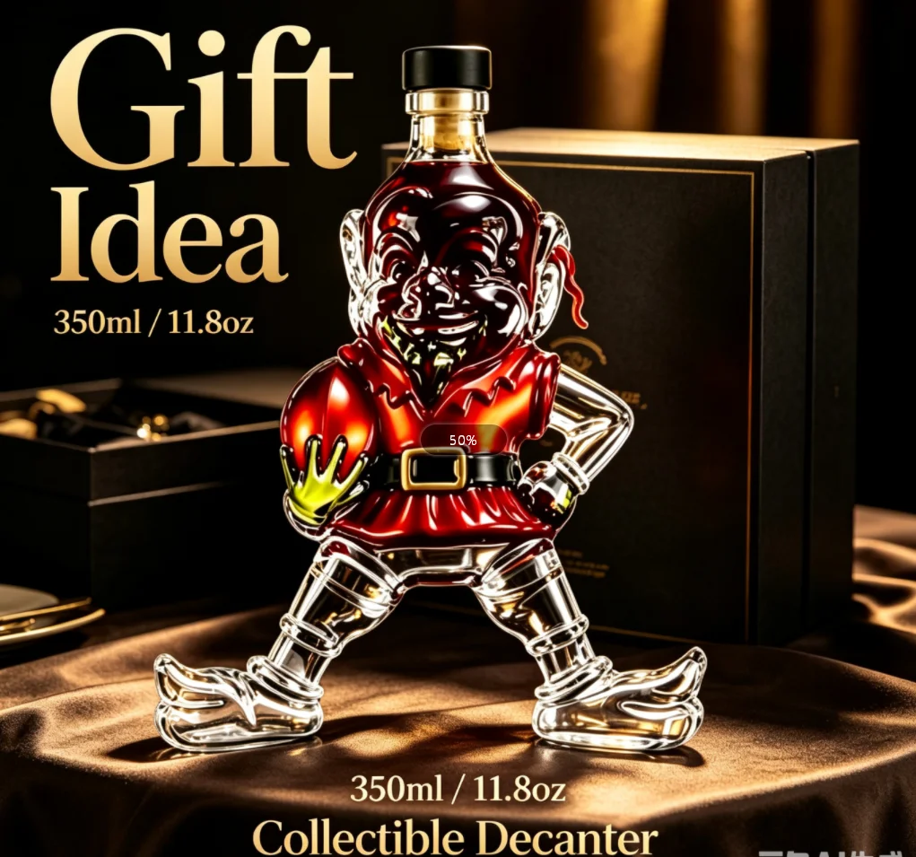 Carafe à spiritueux en verre borosilicate 11,8 oz, sculpture de football elfe, bouteille de stockage pour whisky, brandy, vodka, bouchon scellé, accessoire de bar