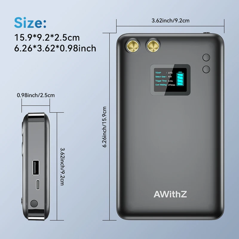 Awithz Spot Welding Machine, Handheld, Small Portable, Household Use, Stainless Steel, 18650, Mobile Phone Lithium Battery Nickel Sheet Spot Welding, Color Screen Welding Machine