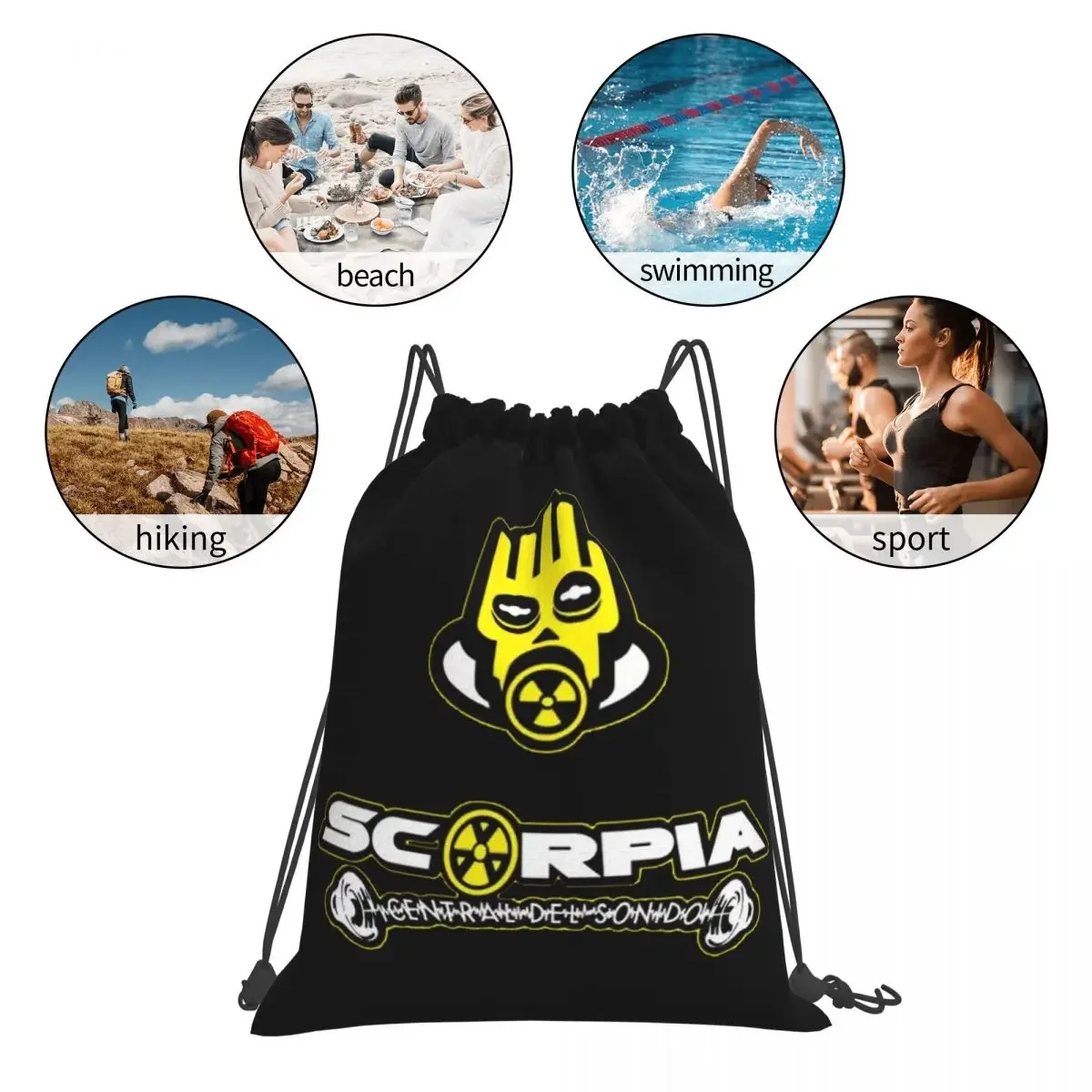 Scorpia - Central Del Sonido Backpacks Portable Drawstring Bags Drawstring Bundle Pocket Storage Bag BookBag For Man Woman