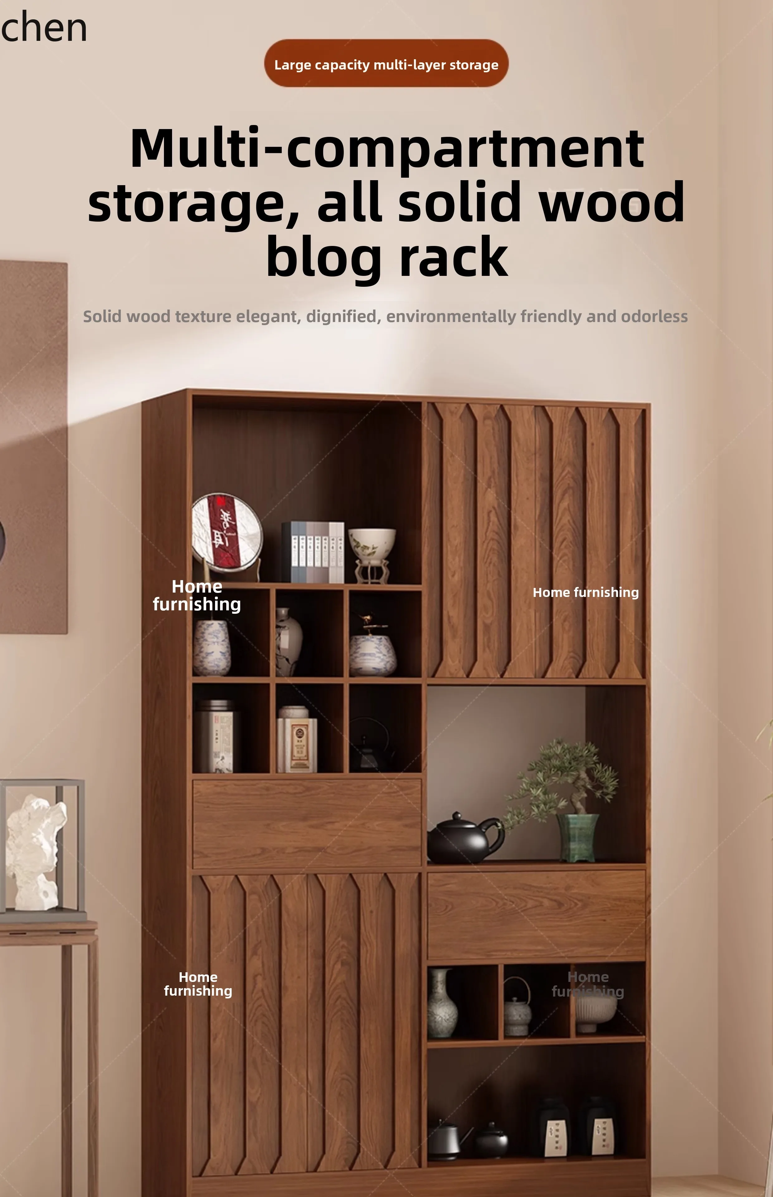 

LXC Vintage Style Curio Living Room Display Storage Rack Tea Cabinet Office Partition Cabinet