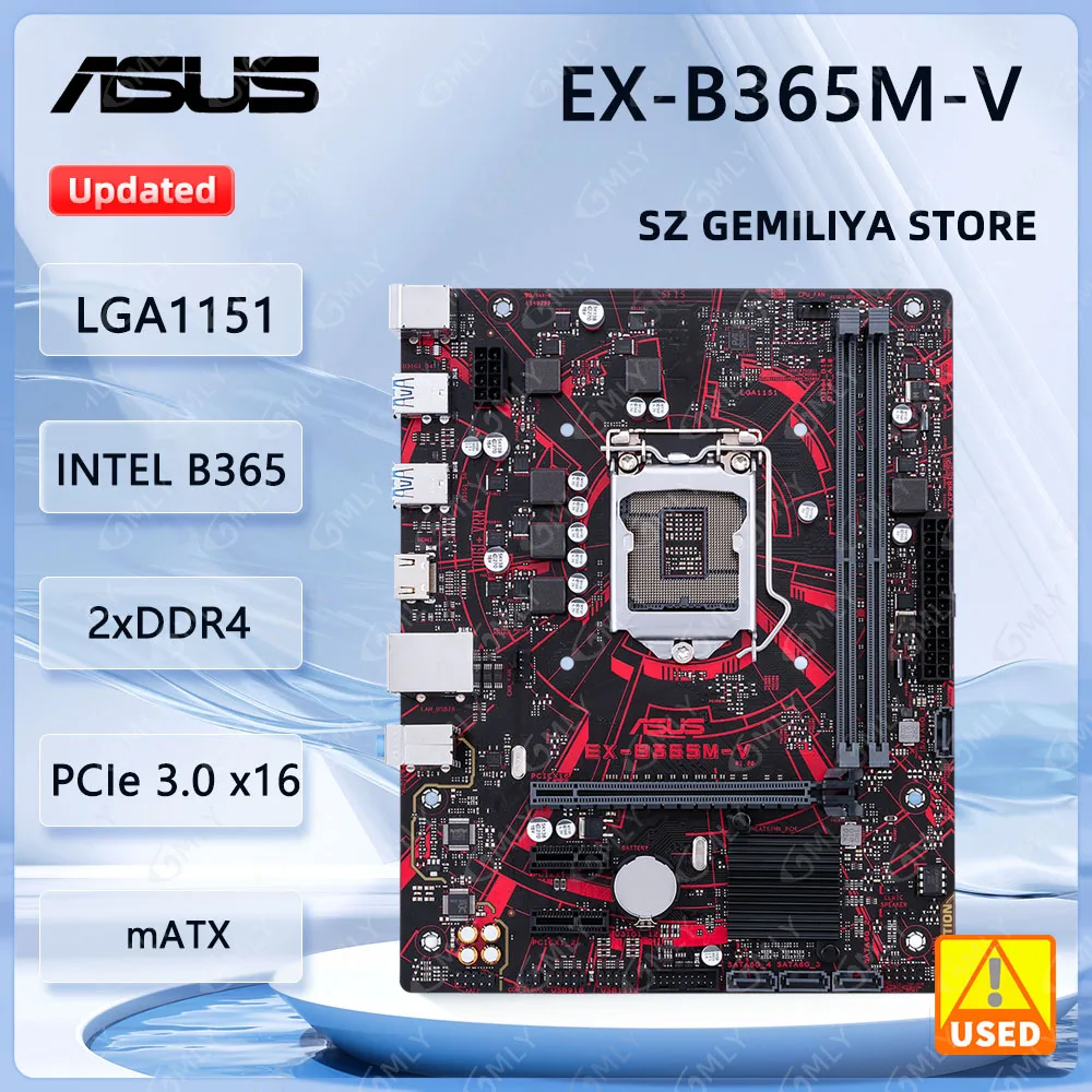 

Материнская плата ASUS EX-B365M-V LGA1151 Intel B365 DDR4 64 ГБ для процессоров i7-8700T i5-9400F i3-8100T G5500 PCI-E 3.0 M.2 HDMI Micro ATX